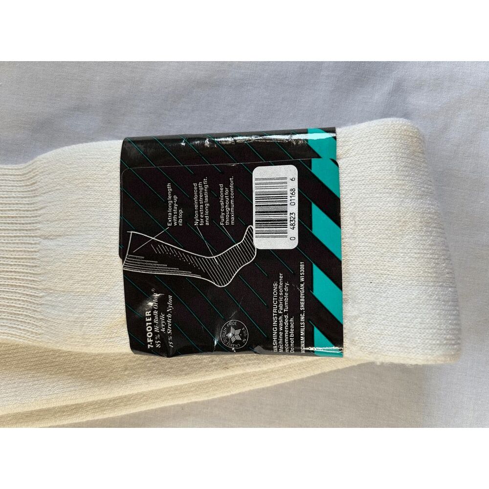 Wigwam Sport 7-Footer Socks NWT, Sizes 11-17, White, Sports - Picture 3 of 3